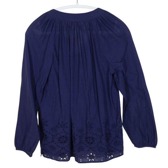 LILLY PULITZER Elsa Eyelet Long Sleeve V Neck Henley Top Size  S Preppy Boho - Picture 2 of 6